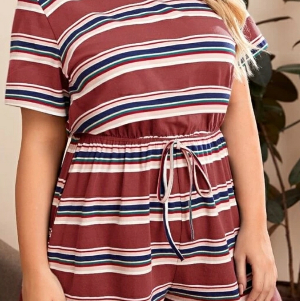Striped Shorts Romper